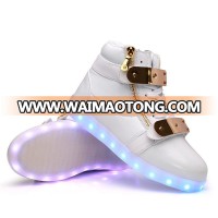 Hot Sale Men shoes 8 Colors High Top LED Shoes for Adults White Black Glowing Light Up Flat Shoes Luminous Recharging Size 35-46