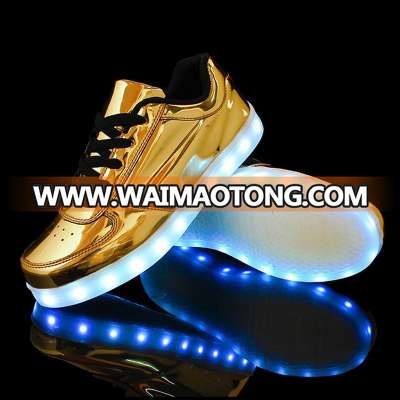 Led light shoes men 2017 fashion colorful adults men shoes casual Gold Silver USB Light Up Shoes For Adults